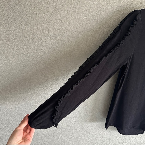 Sanctuary Black Ruffle Long Sleeve Top Small - Picture 2 of 10